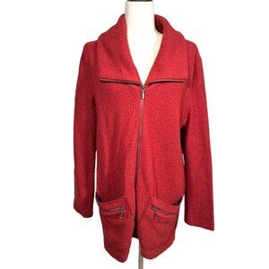 Apropos Wool‎ blend Boiled Wool zip up Jacket red sz M